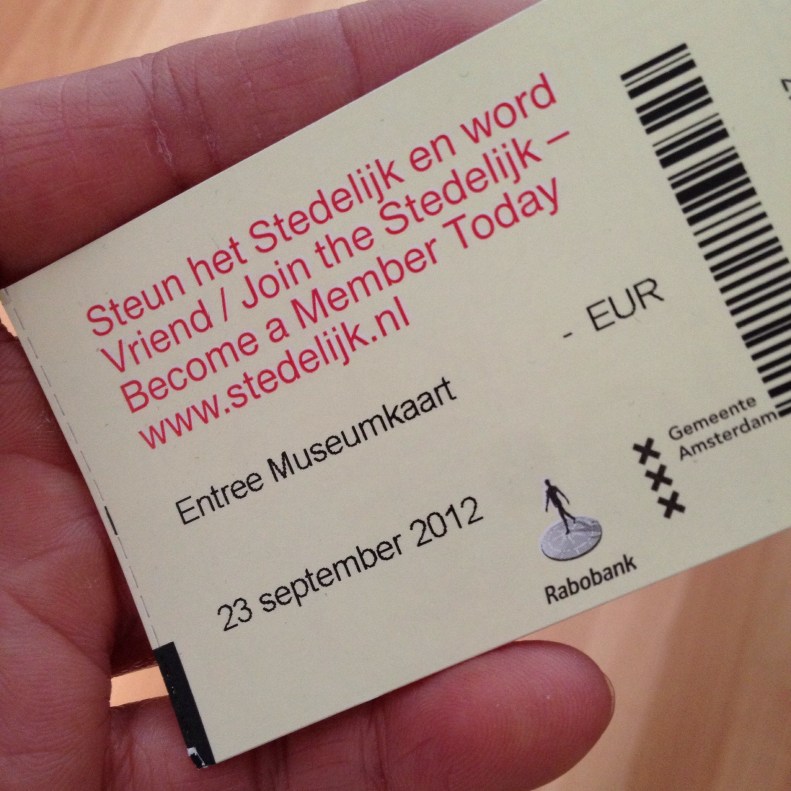 Ticket stub from Stedelijk Museum, Amsterdam.